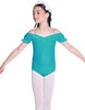 Solid Lycra Puff Sleeve Off the Shoulder Peasant Leotard