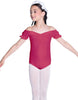 Solid Lycra Puff Sleeve Off the Shoulder Peasant Leotard