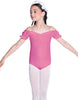 Solid Lycra Puff Sleeve Off the Shoulder Peasant Leotard