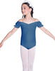 Solid Lycra Puff Sleeve Off the Shoulder Peasant Leotard