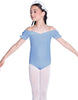 Solid Lycra Puff Sleeve Off the Shoulder Peasant Leotard