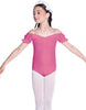 Solid Lycra Puff Sleeve Off the Shoulder Peasant Leotard