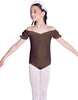 Solid Lycra Puff Sleeve Off the Shoulder Peasant Leotard