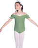 Solid Lycra Puff Sleeve Off the Shoulder Peasant Leotard