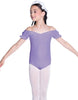 Solid Lycra Puff Sleeve Off the Shoulder Peasant Leotard