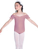 Solid Lycra Puff Sleeve Off the Shoulder Peasant Leotard
