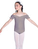 Solid Lycra Puff Sleeve Off the Shoulder Peasant Leotard