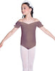 Solid Lycra Puff Sleeve Off the Shoulder Peasant Leotard