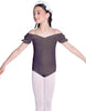 Solid Lycra Puff Sleeve Off the Shoulder Peasant Leotard