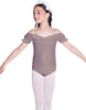 Solid Lycra Puff Sleeve Off the Shoulder Peasant Leotard