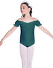 Solid Lycra Puff Sleeve Off the Shoulder Peasant Leotard