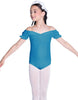 Solid Lycra Puff Sleeve Off the Shoulder Peasant Leotard