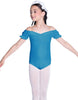 Solid Lycra Puff Sleeve Off the Shoulder Peasant Leotard