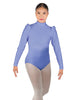 Solid Lycra Long Puff Sleeve with Tneck and Zipper Back Leotard