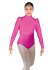 Solid Lycra Long Puff Sleeve with Tneck and Zipper Back Leotard