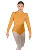 Solid Lycra Long Puff Sleeve with Tneck and Zipper Back Leotard