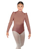 Solid Lycra Long Puff Sleeve with Tneck and Zipper Back Leotard