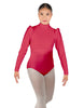 Solid Lycra Long Puff Sleeve with Tneck and Zipper Back Leotard