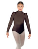 Solid Lycra Long Puff Sleeve with Tneck and Zipper Back Leotard