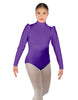 Solid Lycra Long Puff Sleeve with Tneck and Zipper Back Leotard