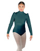 Solid Lycra Long Puff Sleeve with Tneck and Zipper Back Leotard