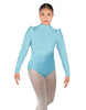 Solid Lycra Long Puff Sleeve with Tneck and Zipper Back Leotard
