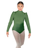 Solid Lycra Long Puff Sleeve with Tneck and Zipper Back Leotard