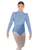 Solid Lycra Long Puff Sleeve with Tneck and Zipper Back Leotard