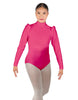 Solid Lycra Long Puff Sleeve with Tneck and Zipper Back Leotard