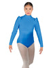 Solid Lycra Long Puff Sleeve with Tneck and Zipper Back Leotard