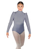 Solid Lycra Long Puff Sleeve with Tneck and Zipper Back Leotard
