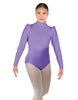 Solid Lycra Long Puff Sleeve with Tneck and Zipper Back Leotard