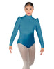 Solid Lycra Long Puff Sleeve with Tneck and Zipper Back Leotard