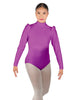 Solid Lycra Long Puff Sleeve with Tneck and Zipper Back Leotard
