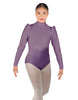 Solid Lycra Long Puff Sleeve with Tneck and Zipper Back Leotard