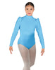 Solid Lycra Long Puff Sleeve with Tneck and Zipper Back Leotard