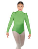 Solid Lycra Long Puff Sleeve with Tneck and Zipper Back Leotard