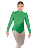 Solid Lycra Long Puff Sleeve with Tneck and Zipper Back Leotard
