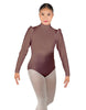 Solid Lycra Long Puff Sleeve with Tneck and Zipper Back Leotard
