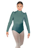 Solid Lycra Long Puff Sleeve with Tneck and Zipper Back Leotard
