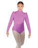 Solid Lycra Long Puff Sleeve with Tneck and Zipper Back Leotard