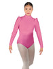 Solid Lycra Long Puff Sleeve with Tneck and Zipper Back Leotard