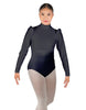 Solid Lycra Long Puff Sleeve with Tneck and Zipper Back Leotard