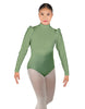 Solid Lycra Long Puff Sleeve with Tneck and Zipper Back Leotard