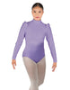Solid Lycra Long Puff Sleeve with Tneck and Zipper Back Leotard