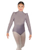 Solid Lycra Long Puff Sleeve with Tneck and Zipper Back Leotard