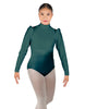 Solid Lycra Long Puff Sleeve with Tneck and Zipper Back Leotard