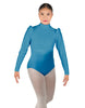 Solid Lycra Long Puff Sleeve with Tneck and Zipper Back Leotard
