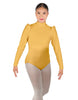 Solid Lycra Long Puff Sleeve with Tneck and Zipper Back Leotard
