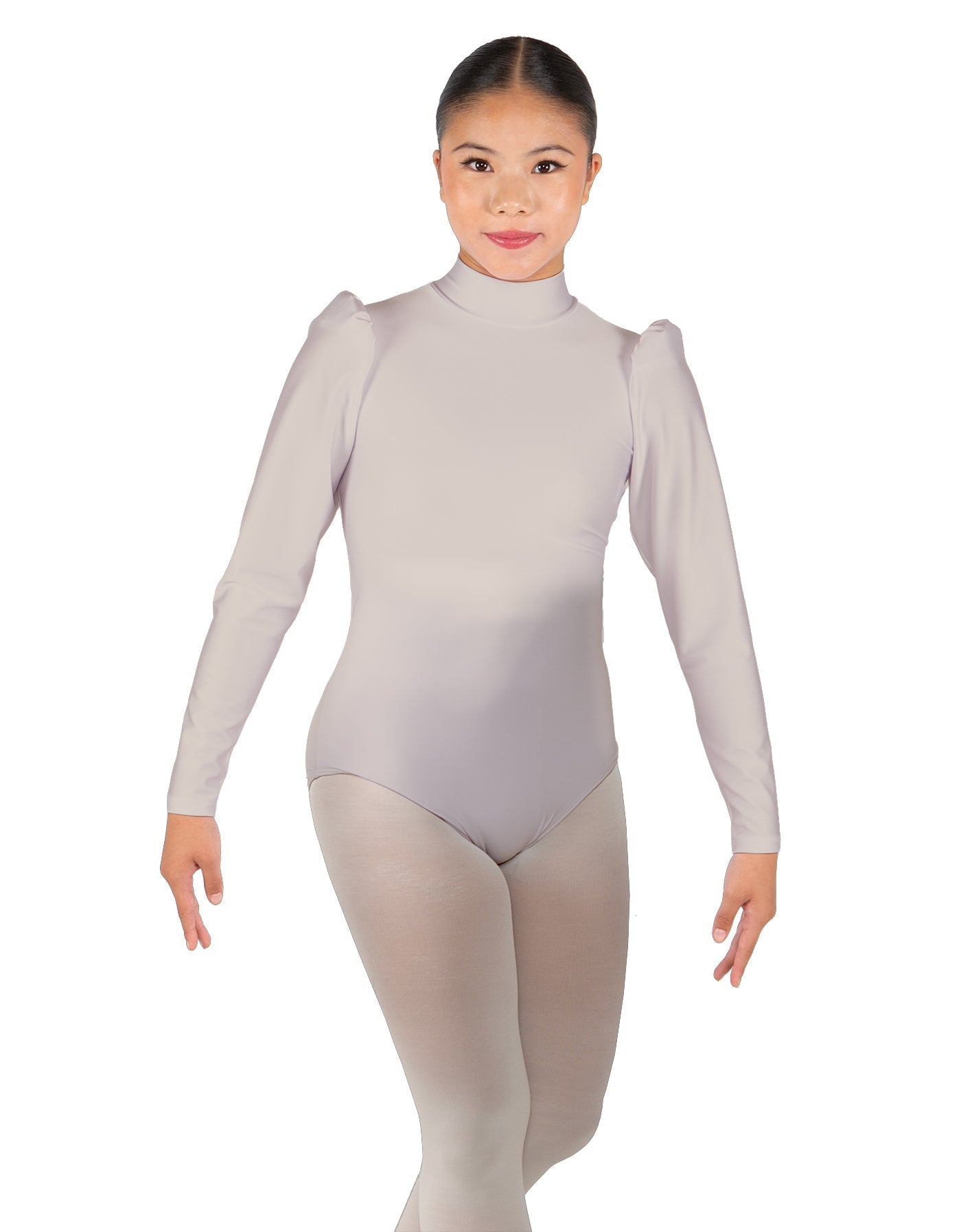 Solid Lycra Long Puff Sleeve with TNeck and Keyhole Back Leotard